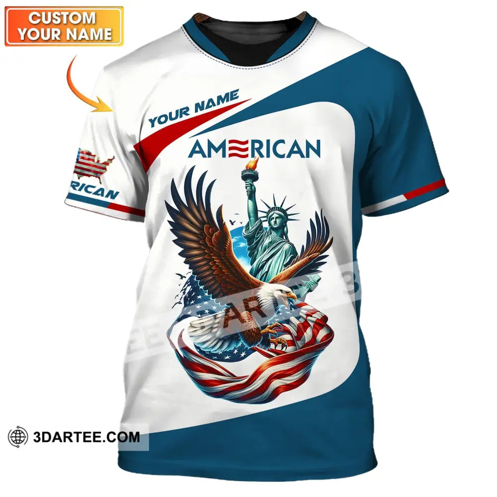 Unisex Shirt - Custom Name 3D Icon Of America T-Shirt