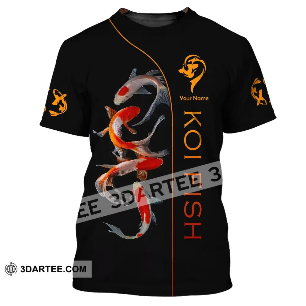 Unisex Shirt Custom Name 3D Koi Fish T-Shirt Polo Sea Animal Shirts / S