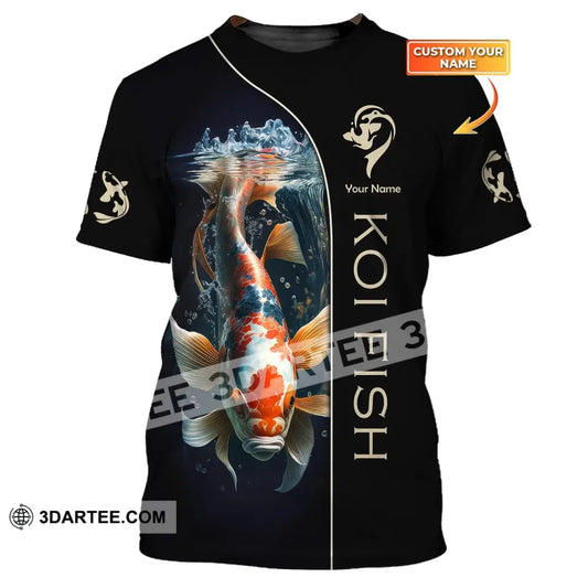 Unisex Shirt Custom Name 3D Koi Fish T-Shirt Sea Animal Shirts Hoodie / S