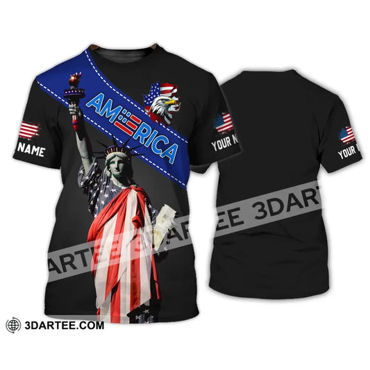 Unisex Shirt - Custom Name 3D Liberties America Flag Color T-Shirt / S T-Shirt