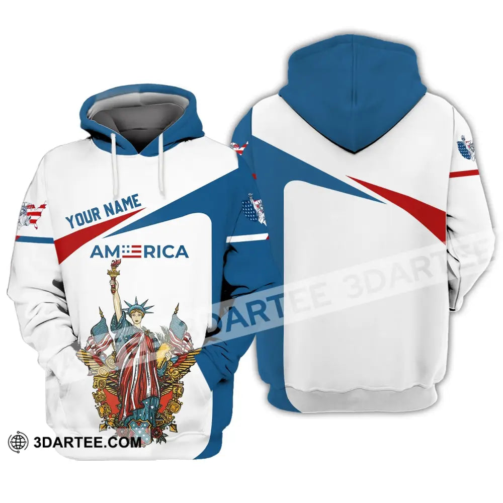 Unisex Shirt - Custom Name 3D Liberties America Flag Hoodie / S T-Shirt