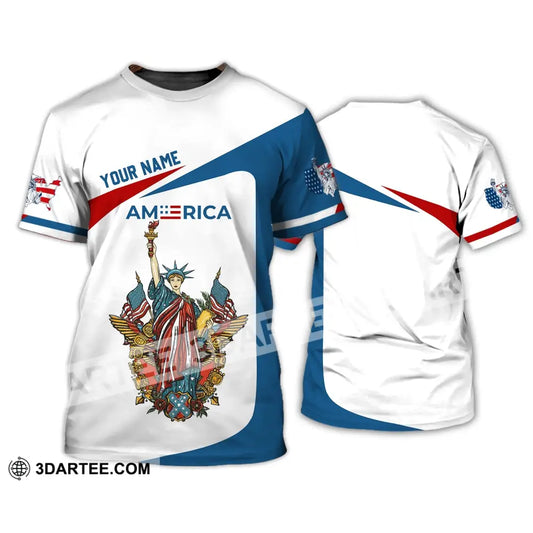 Unisex Shirt - Custom Name 3D Liberties America Flag T-Shirt / S T-Shirt