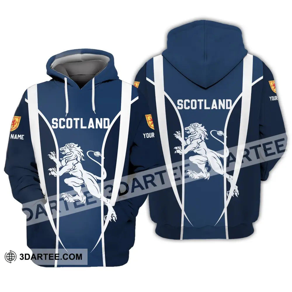 Unisex Shirt - Custom Name 3D Lion Of Scotland Hoodie / S T-Shirt