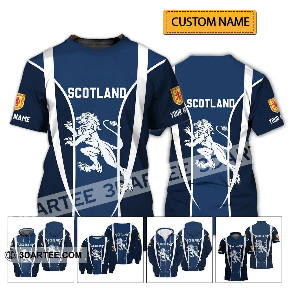 Unisex Shirt - Custom Name 3D Lion Of Scotland T-Shirt