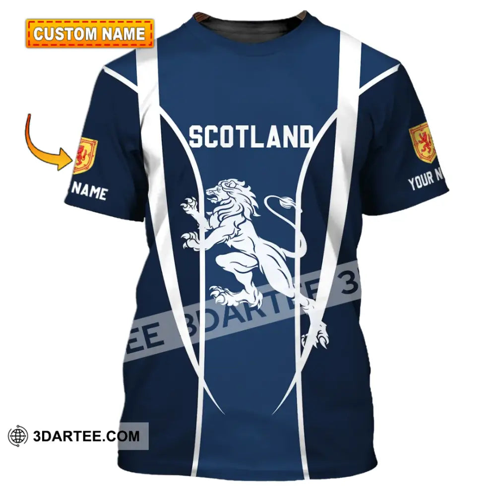 Unisex Shirt - Custom Name 3D Lion Of Scotland T-Shirt