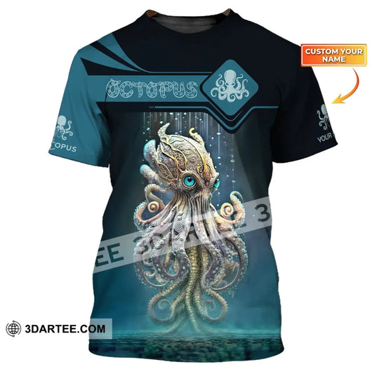 Unisex Shirt Custom Name 3D Octopus T-Shirt Sea Animal Shirts Tentacle / S