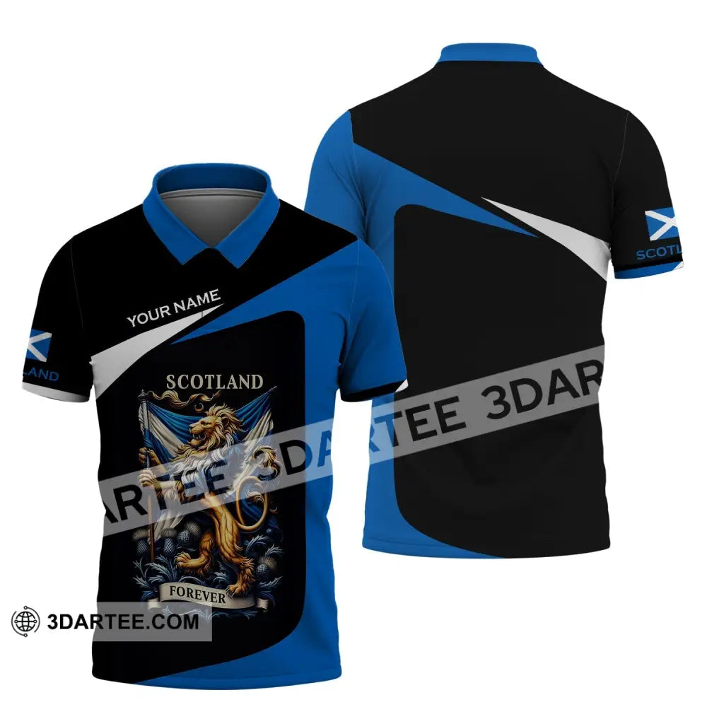 Unisex Shirt - Custom Name 3D Scotland Forever Polo / S T-Shirt