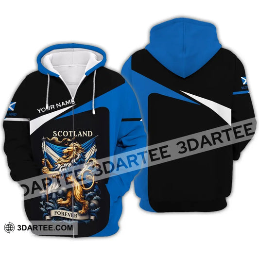 Unisex Shirt - Custom Name 3D Scotland Forever Zipper Hoodie / S T-Shirt