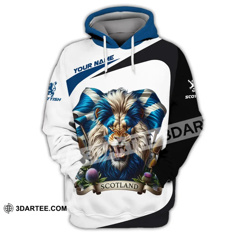 Unisex Shirt - Custom Name 3D Scotland Lion Hoodie / S T-Shirt