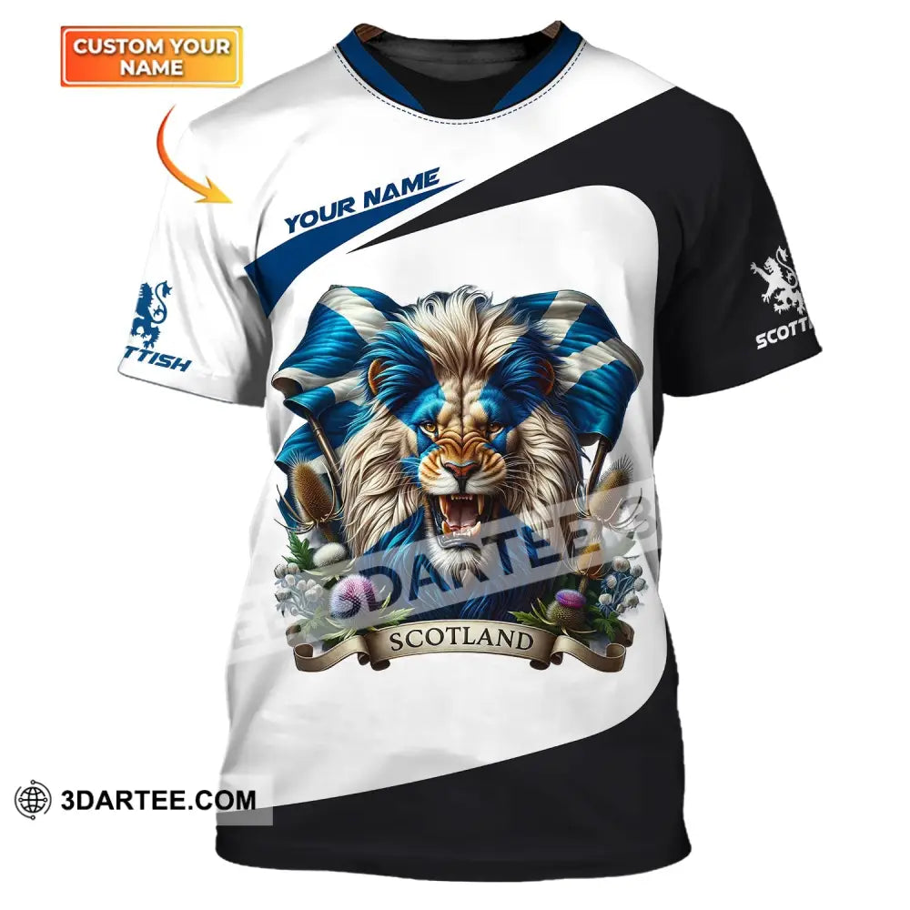 Unisex Shirt - Custom Name 3D Scotland Lion T-Shirt