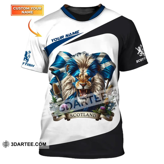 Unisex Shirt - Custom Name 3D Scotland Lion T-Shirt