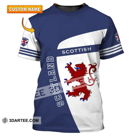 Unisex Shirt - Custom Name 3D Scotland Scottish Lover Blue And White Design T-Shirt