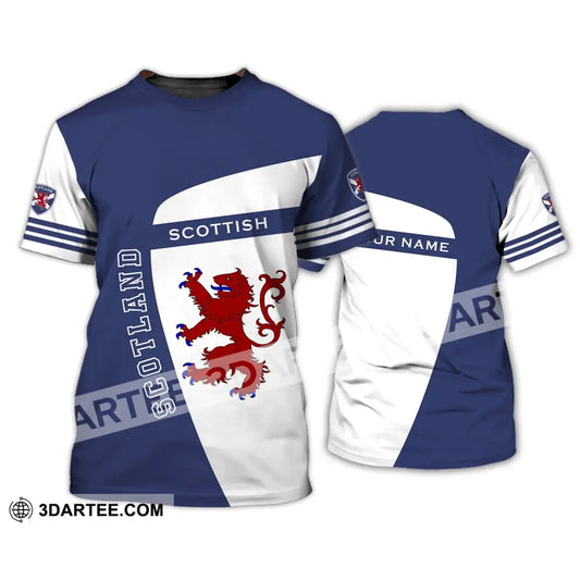 Unisex Shirt - Custom Name 3D Scotland Scottish Lover Blue And White Design T-Shirt / S T-Shirt