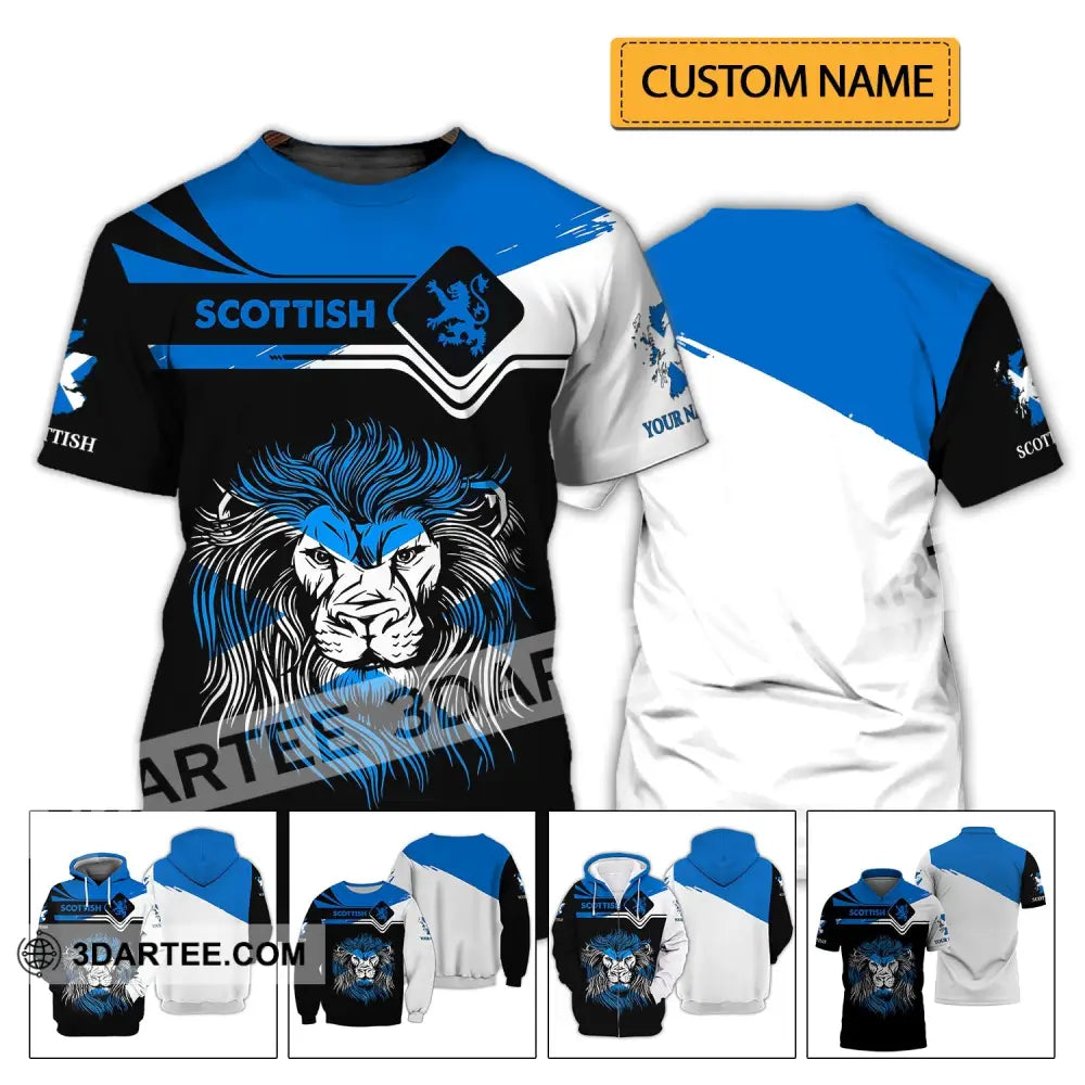 Unisex Shirt - Custom Name 3D Scottish Lion T-Shirt