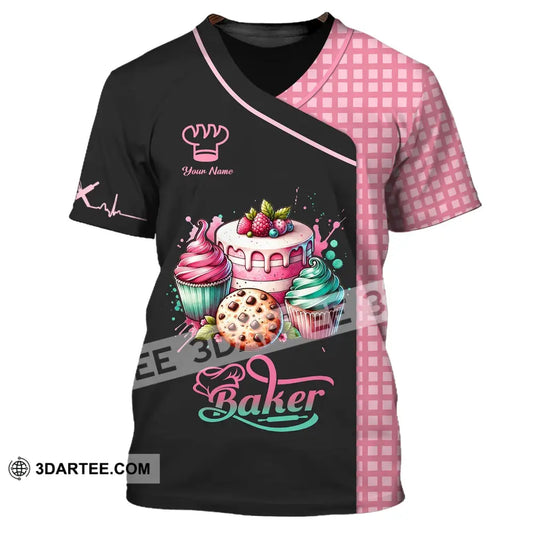 Unisex Shirt - Custom Name 3D Sweet Cake For Baker T-Shirt / S T-Shirt