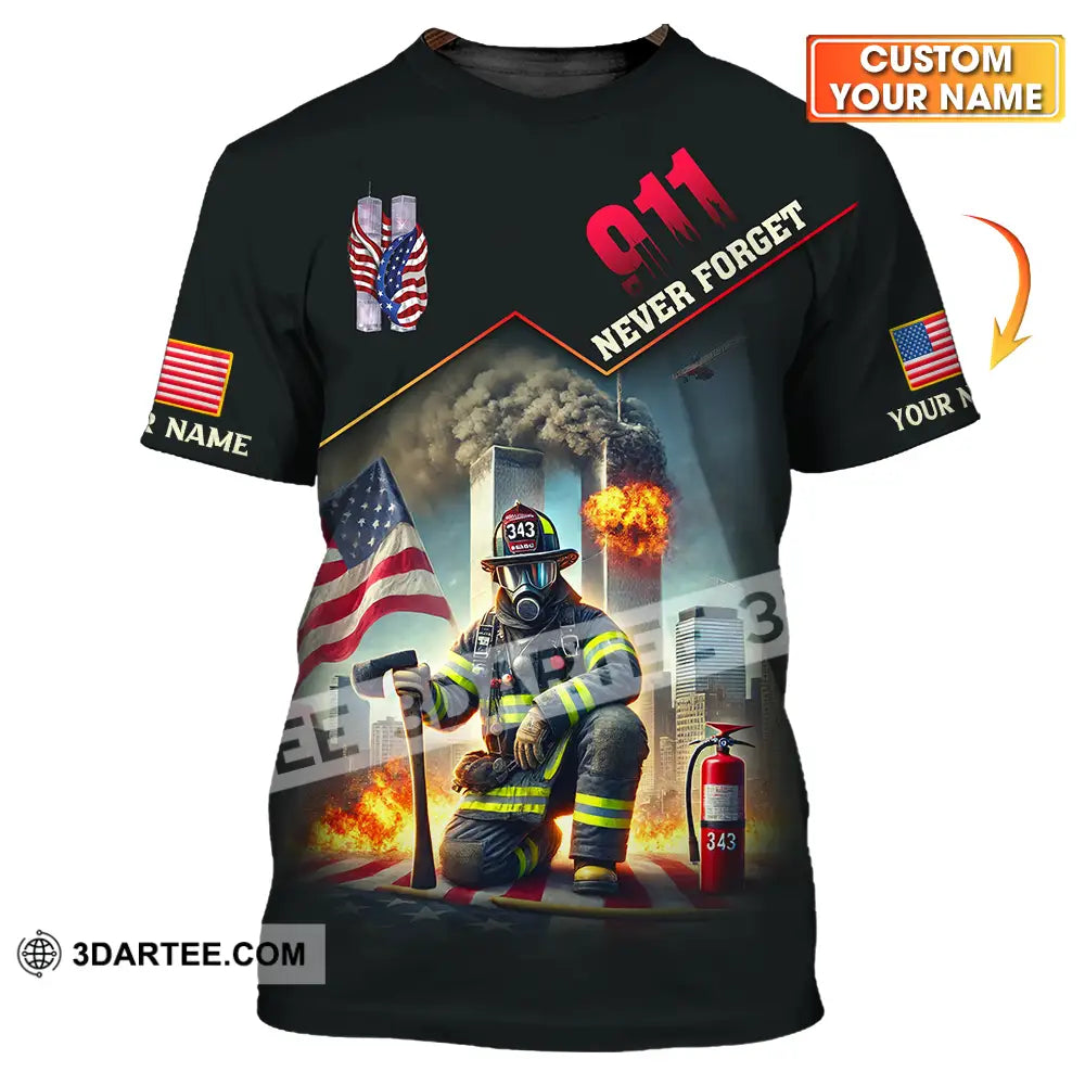 Unisex Shirt - Custom Name 911 Never Forget T-Shirt