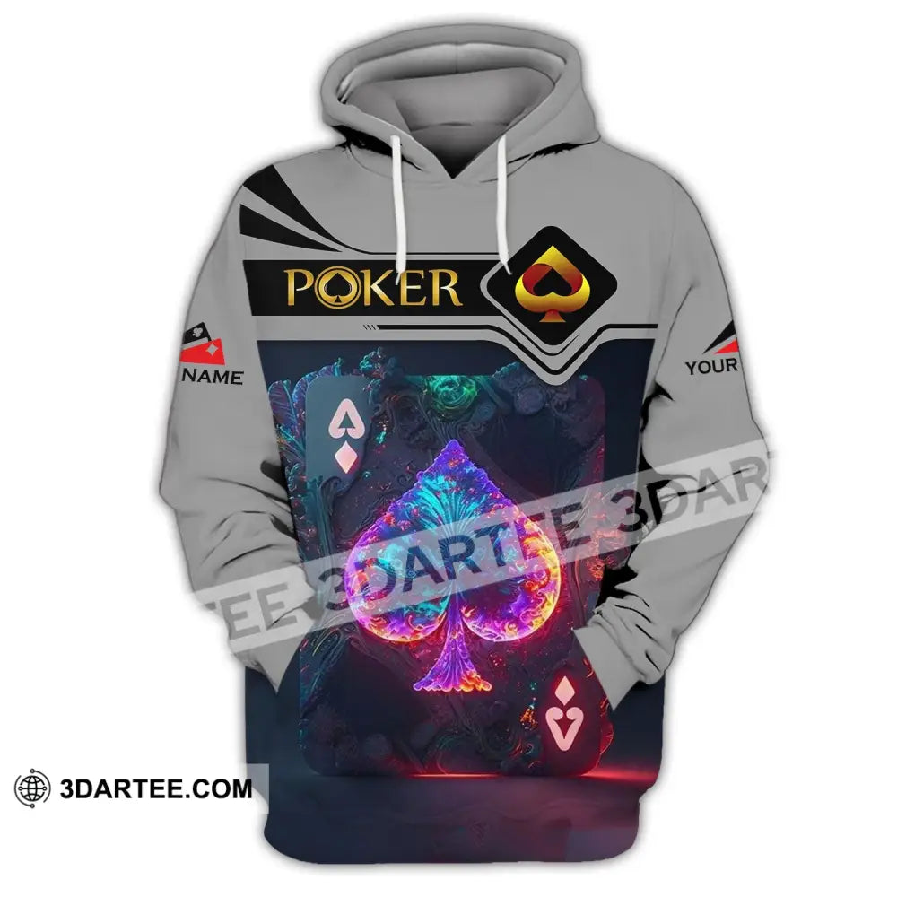 Unisex Shirt - Custom Name Ace Black Spade Suit Poker Hoodie / S T-Shirt