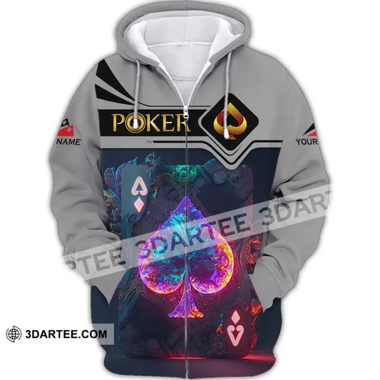 Unisex Shirt - Custom Name Ace Black Spade Suit Poker Zipper Hoodie / S T-Shirt