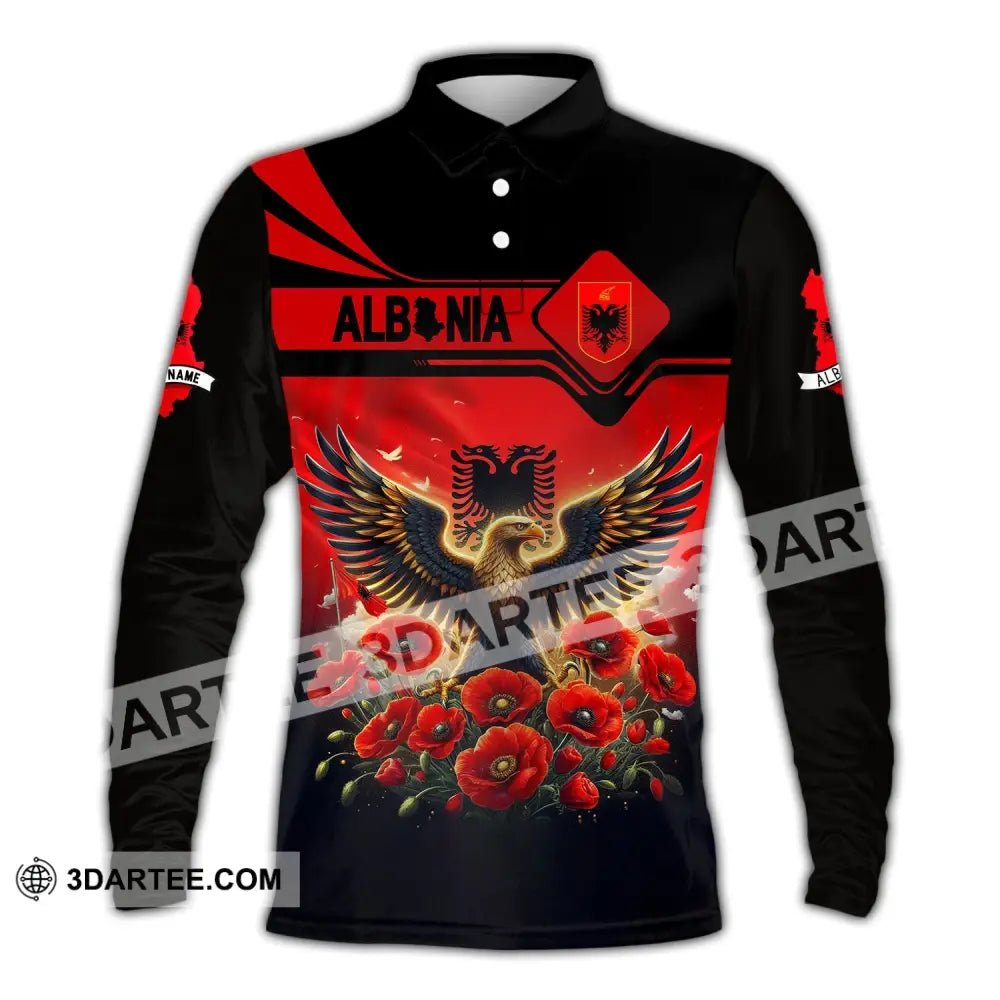 Unisex Shirt Custom Name Albania Polo Long Sleeve Gift / S T-Shirt