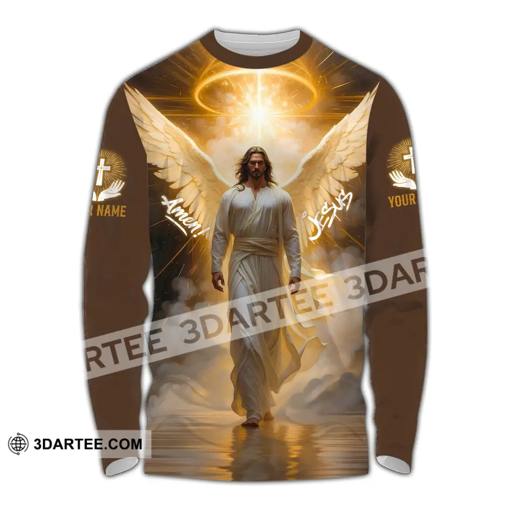 Unisex Shirt - Custom Name Amen Jesus Long Sleeve / S T-Shirt