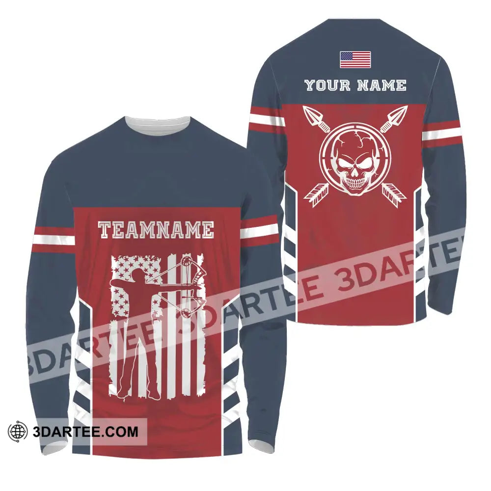 Unisex Shirt - Custom Name America Archery Long Sleeve / S T-Shirt