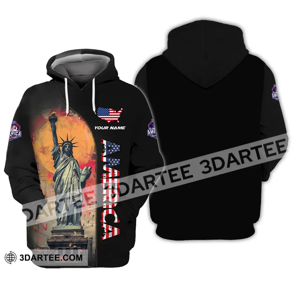 Unisex Shirt - Custom Name America Flag Color Hoodie / S T-Shirt