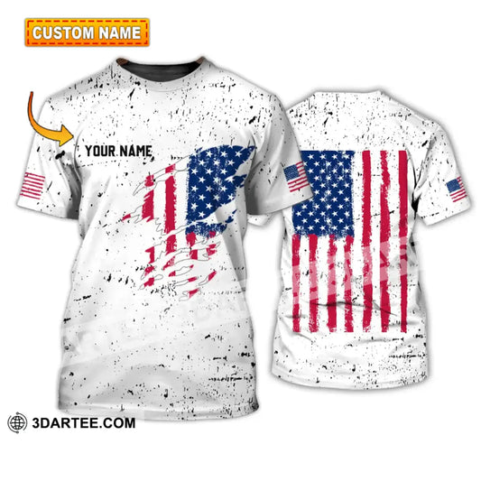 Unisex Shirt - Custom Name America Flag Light T-Shirt