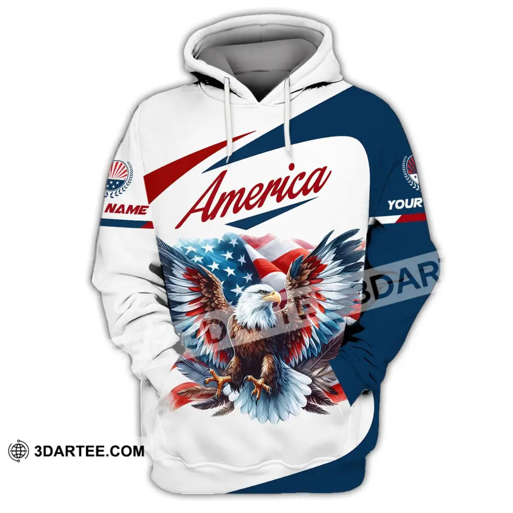 Unisex Shirt Custom Name American Eagle America Lover T-Shirt Hoodie / S