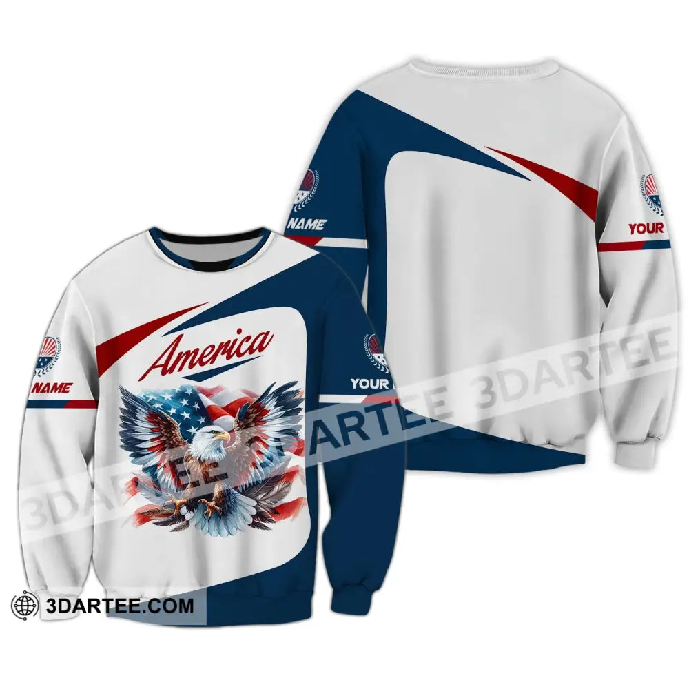 Unisex Shirt Custom Name American Eagle America Lover T-Shirt Long Sleeve / S