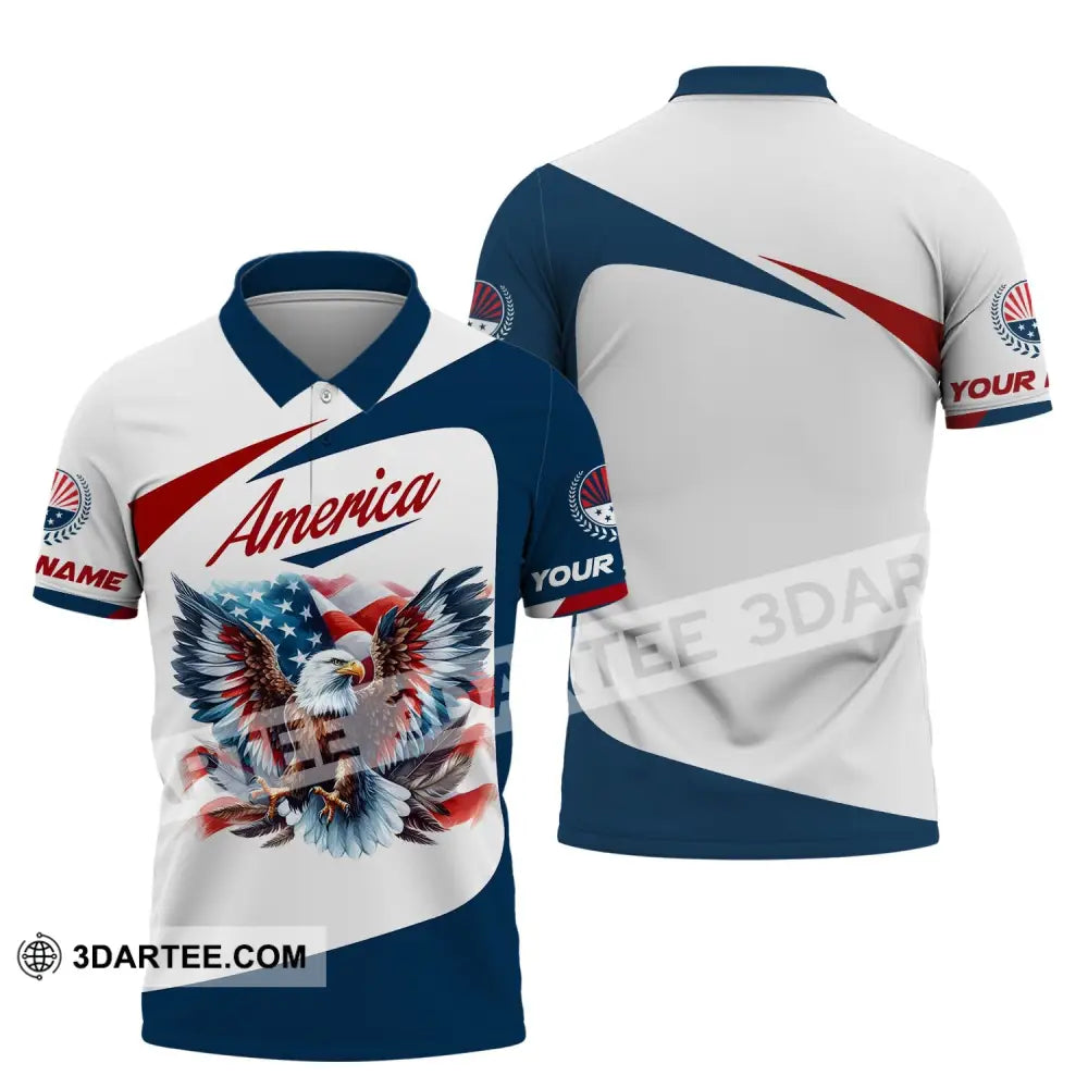 Unisex Shirt Custom Name American Eagle America Lover T-Shirt Polo / S