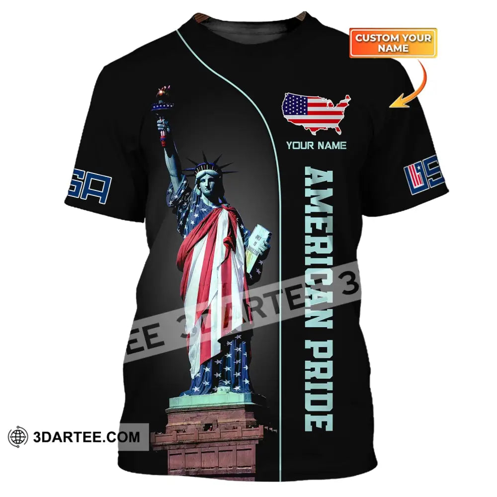 Unisex Shirt Custom Name American Pride Independence Day Statue Of Liberty T-Shirt / S