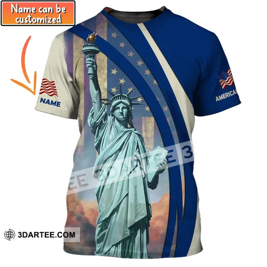 Unisex Shirt Custom Name American Pride Statue Of Liberty T-Shirt