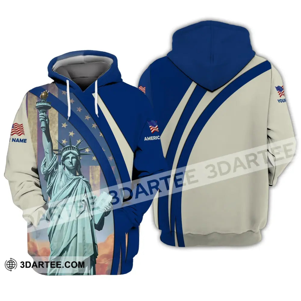 Unisex Shirt Custom Name American Pride Statue Of Liberty T-Shirt Hoodie / S