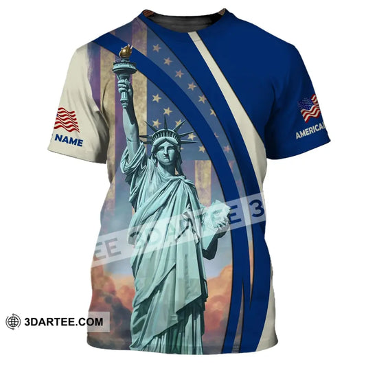 Unisex Shirt Custom Name American Pride Statue Of Liberty T-Shirt / S