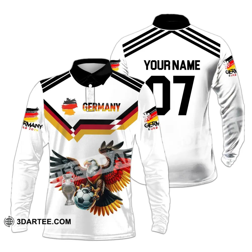 Unisex Shirt - Custom Name And Number 2024 Euro Cup Germany Team Long Sleeve Polo / S T-Shirt