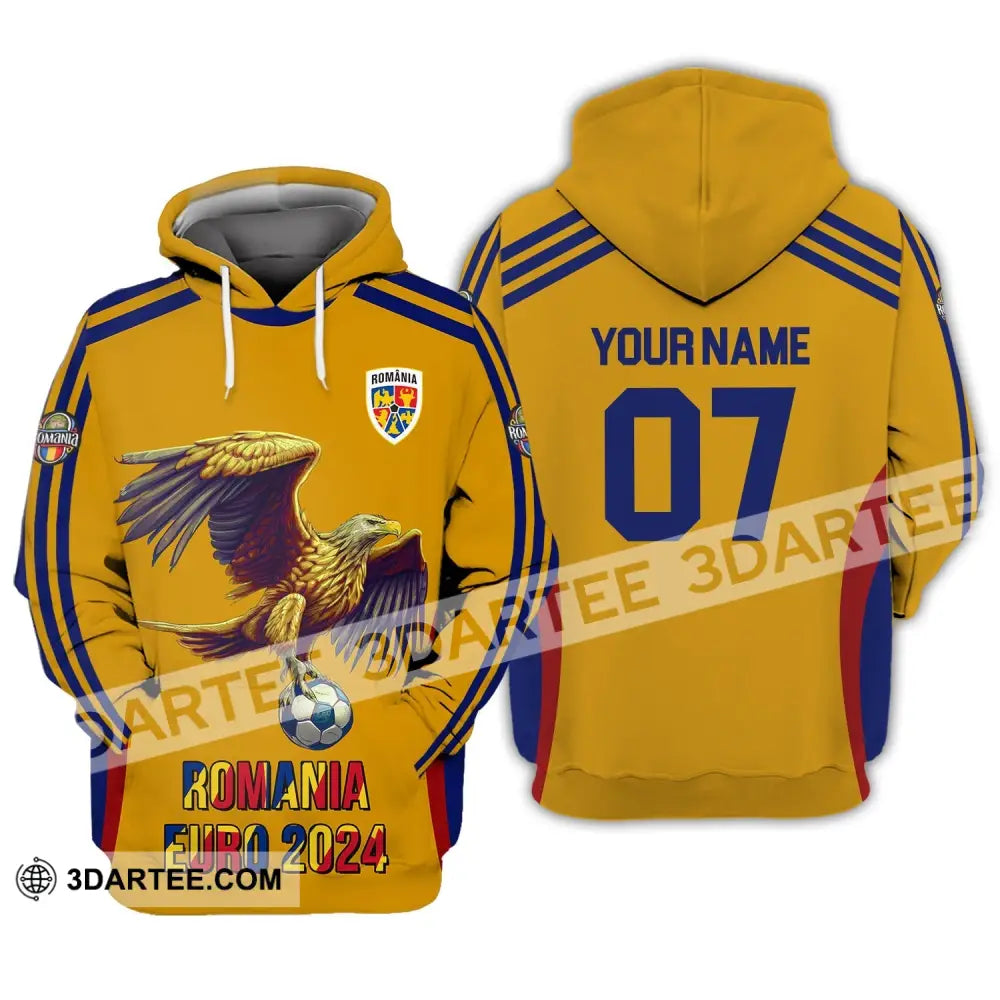 Unisex Shirt - Custom Name And Number 2024 Euro Cup Romania Team Hoodie / S T-Shirt