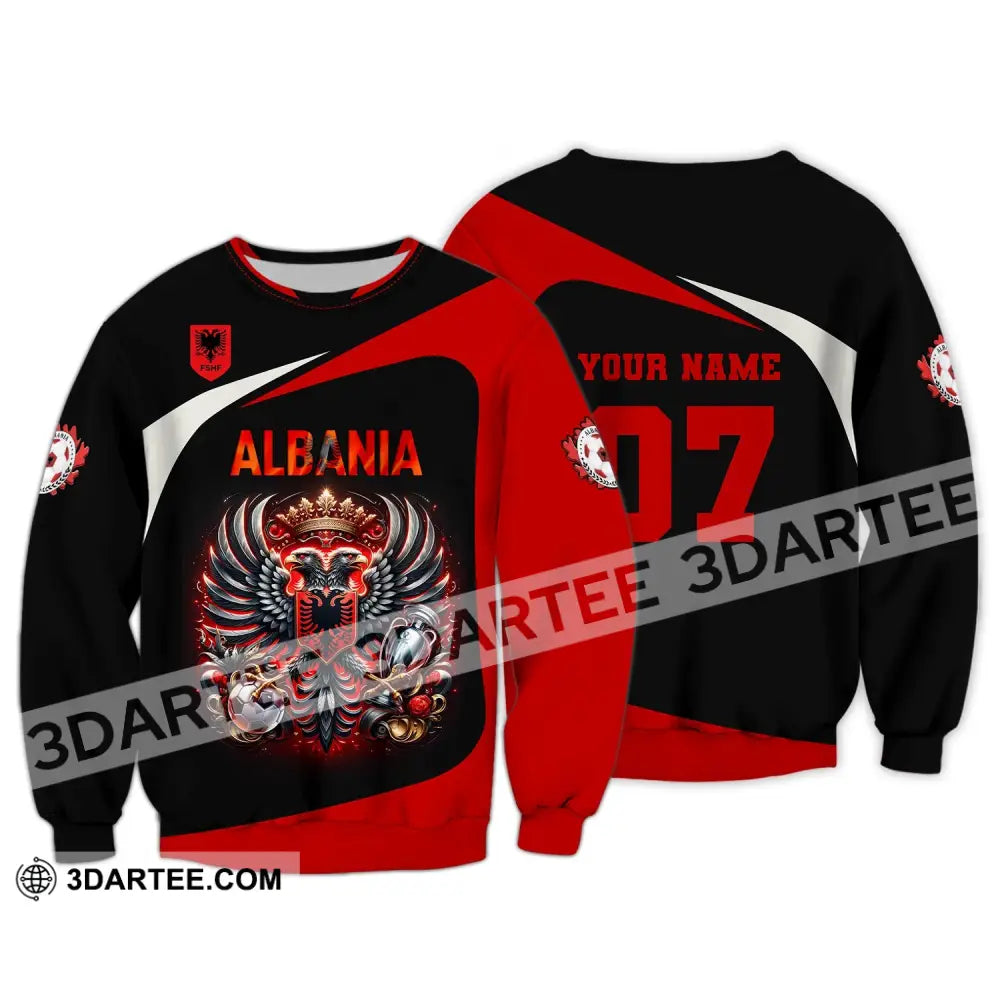 Unisex Shirt Custom Name And Number Albania Football Euro 2024 Polo Long Sleeve / S T-Shirt