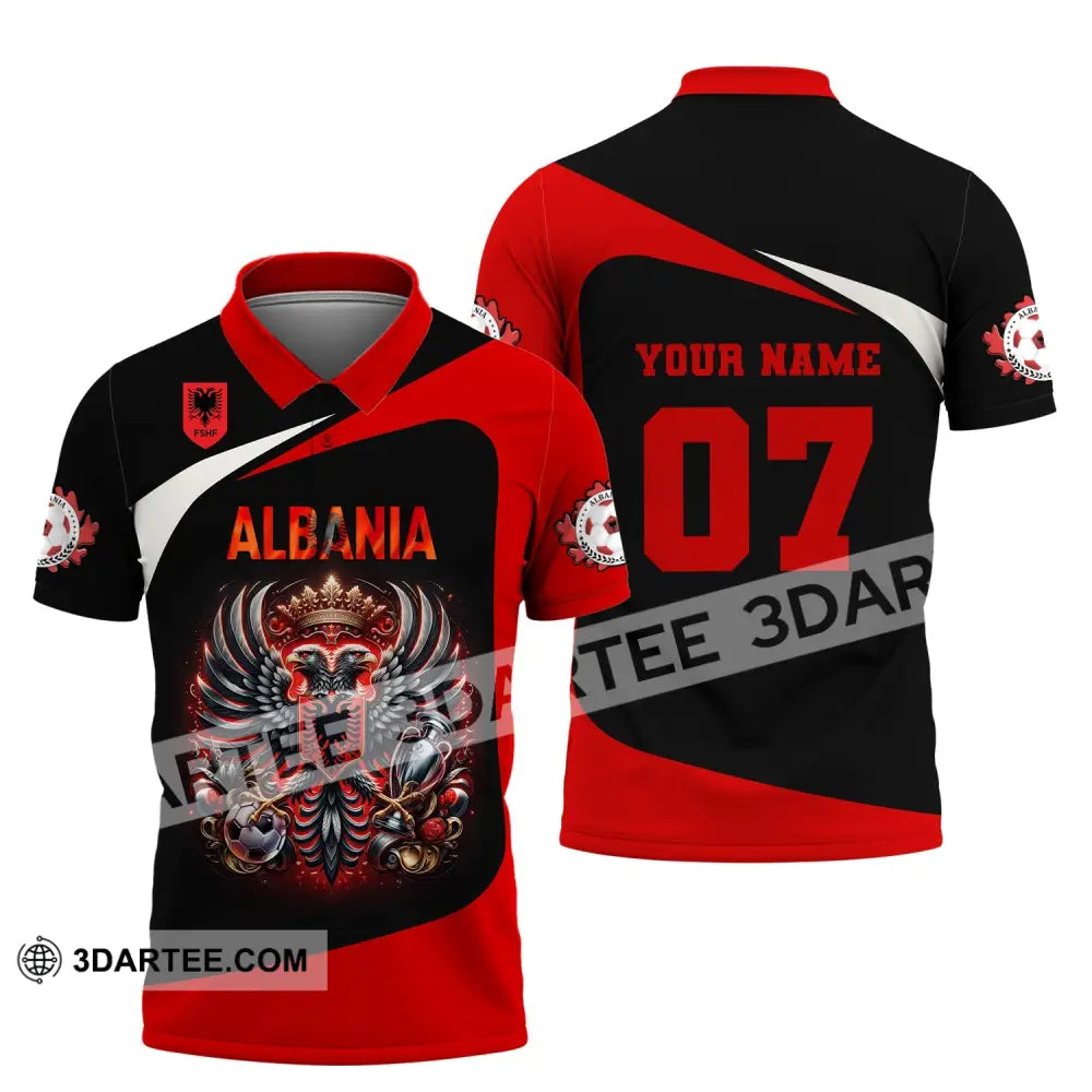 Unisex Shirt Custom Name And Number Albania Football Euro 2024 Polo Long Sleeve / S T-Shirt