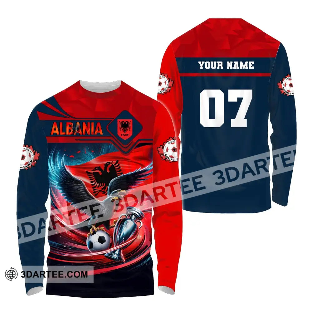 Unisex Shirt Custom Name And Number Albania Football Euro 2024 Polo Long Sleeve / S T-Shirt