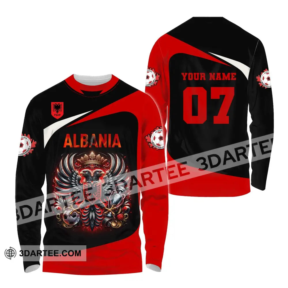 Unisex Shirt Custom Name And Number Albania Football Euro 2024 Polo Long Sleeve / S T-Shirt