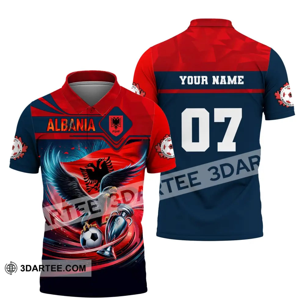 Unisex Shirt Custom Name And Number Albania Football Euro 2024 Polo Long Sleeve / S T-Shirt