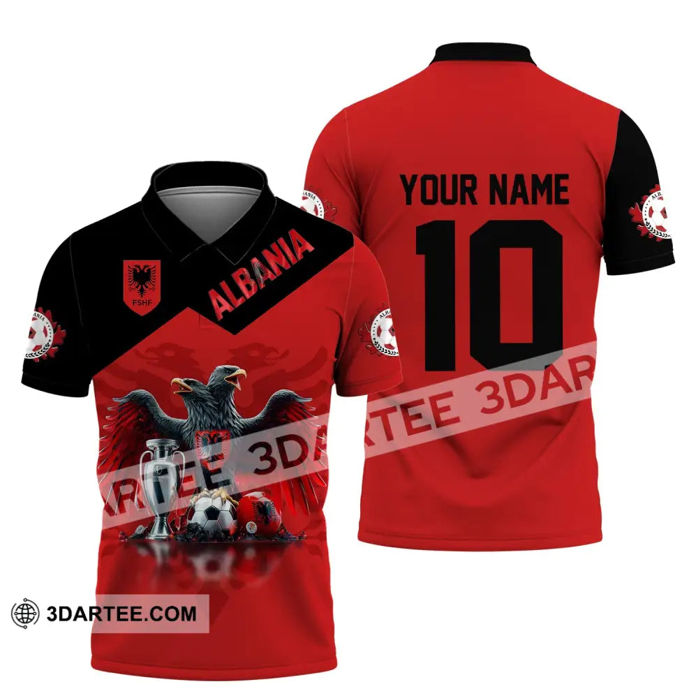 Unisex Shirt Custom Name And Number Albania Football Polo Euro 2024 Hoodie Long Sleeve / S T-Shirt