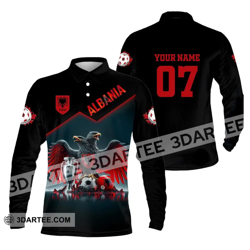 Unisex Shirt Custom Name And Number Albania Football Polo Euro 2024 Hoodie Long Sleeve / S T-Shirt