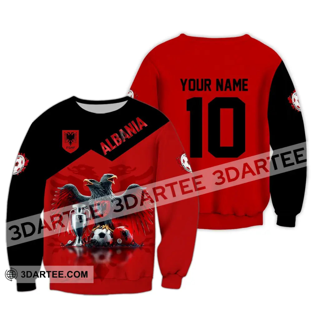 Unisex Shirt Custom Name And Number Albania Football Polo Euro 2024 Hoodie Long Sleeve / S T-Shirt