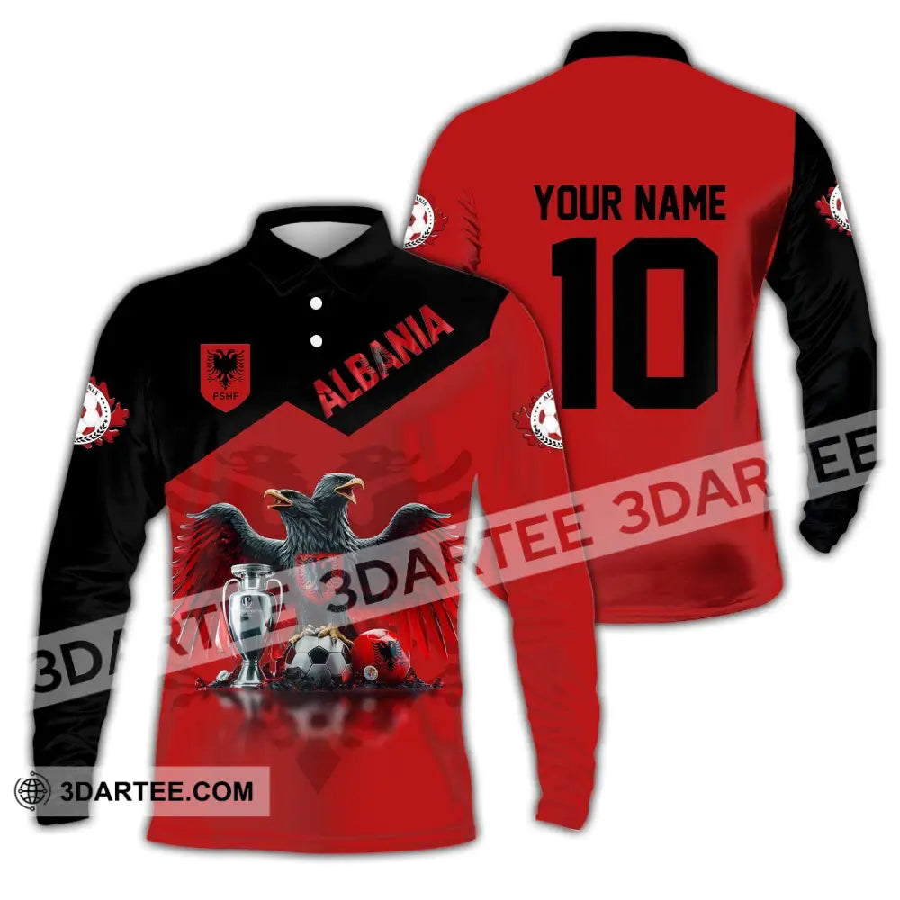 Unisex Shirt Custom Name And Number Albania Football Polo Euro 2024 Hoodie Long Sleeve / S T-Shirt