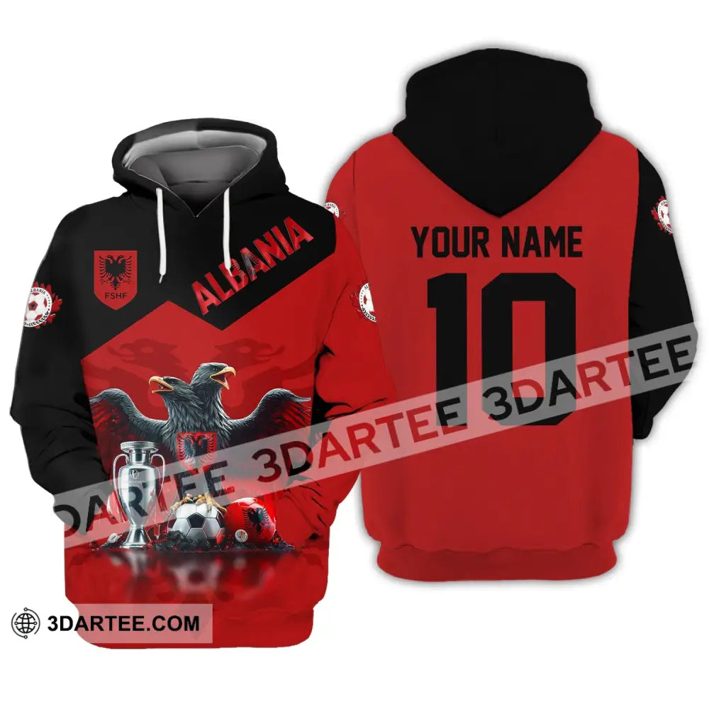 Unisex Shirt Custom Name And Number Albania Football Polo Euro 2024 Hoodie Long Sleeve / S T-Shirt