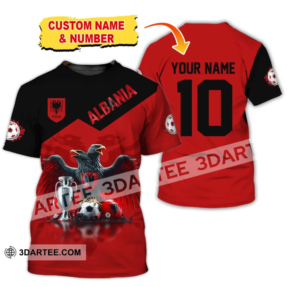 Unisex Shirt Custom Name And Number Albania Football Polo Euro 2024 Hoodie Long Sleeve T-Shirt