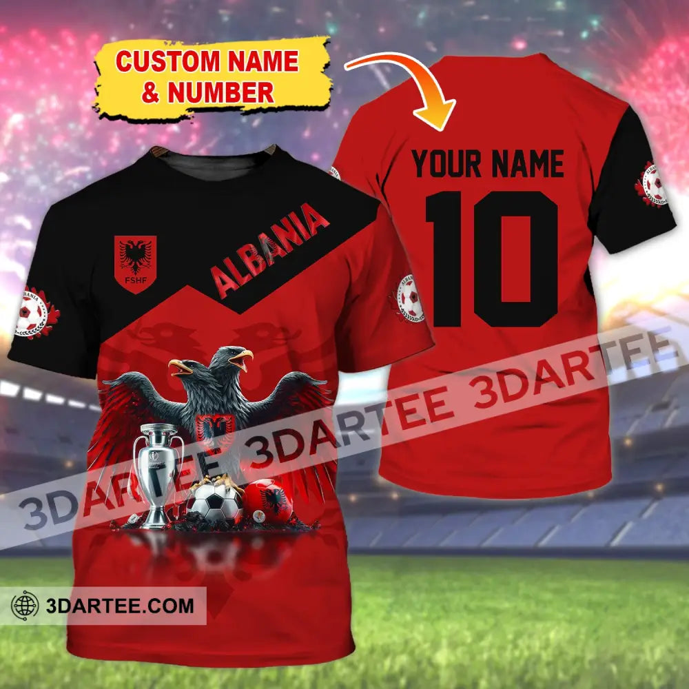 Unisex Shirt Custom Name And Number Albania Football Polo Euro 2024 Hoodie Long Sleeve T-Shirt