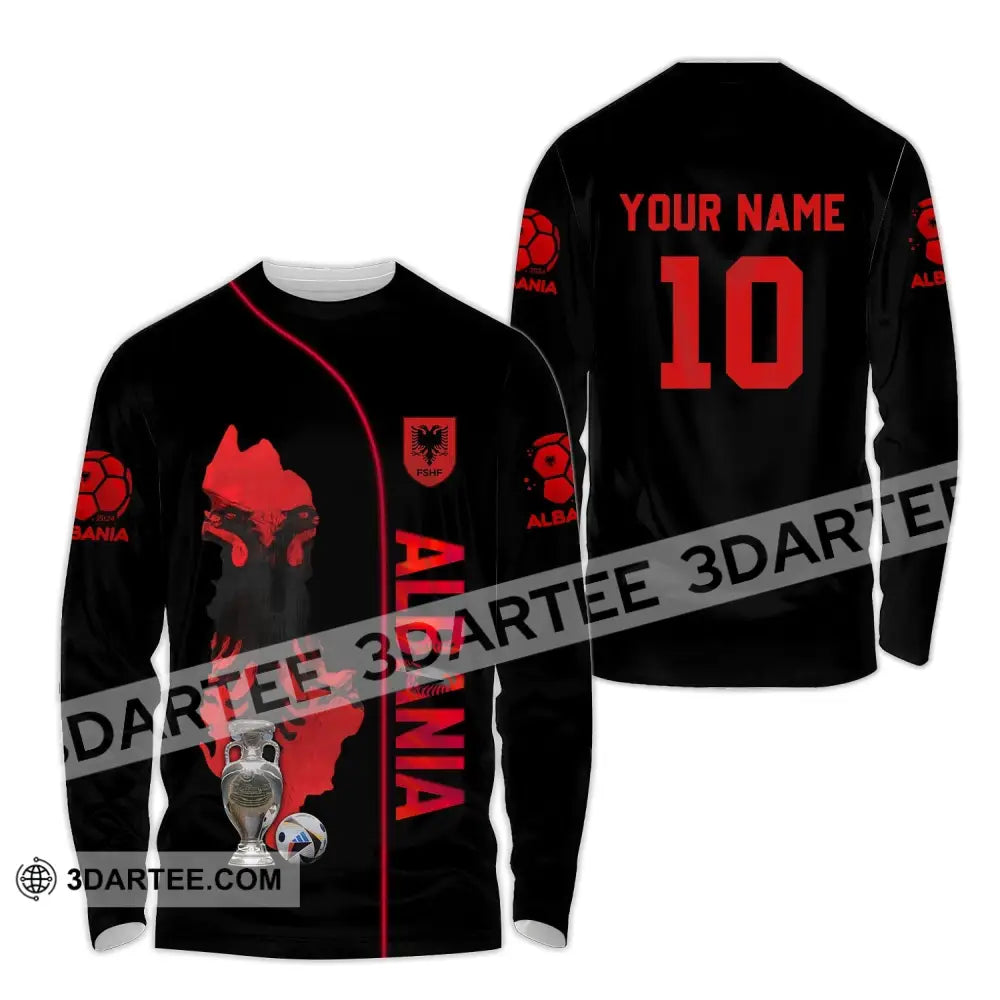 Unisex Shirt - Custom Name And Number Albania National Team Euro 2024 Long Sleeve / S T-Shirt