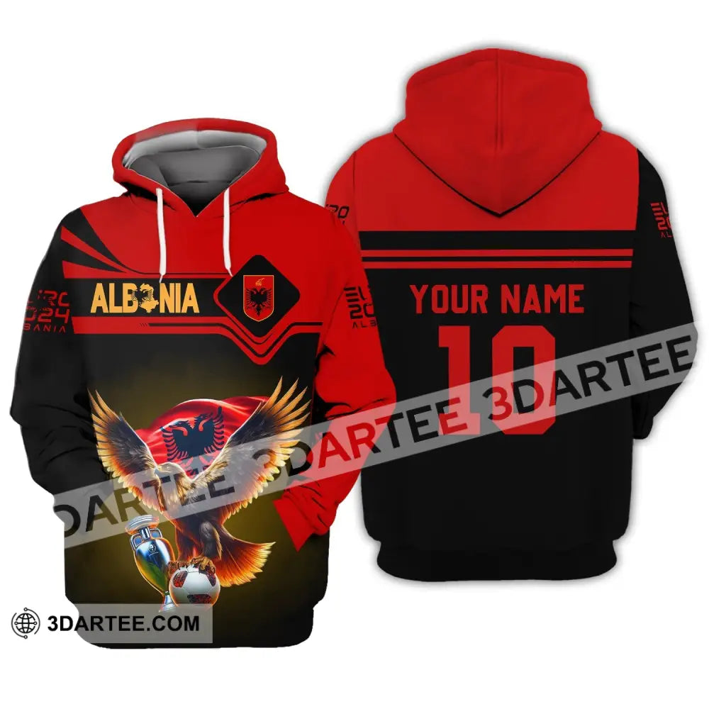 Unisex Shirt - Custom Name And Number Albania National Team Euro 2024 Red Hoodie / S T-Shirt